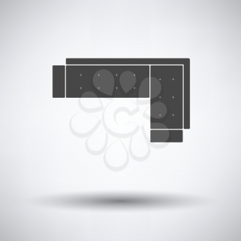 Corner sofa icon on gray background, round shadow. Vector illustration.
