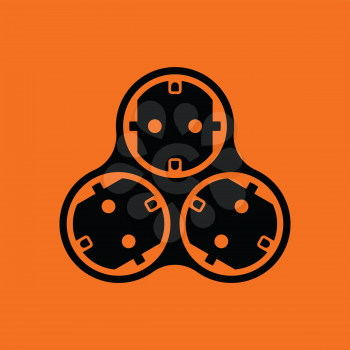 AC splitter icon. Orange background with black. Vector illustration.