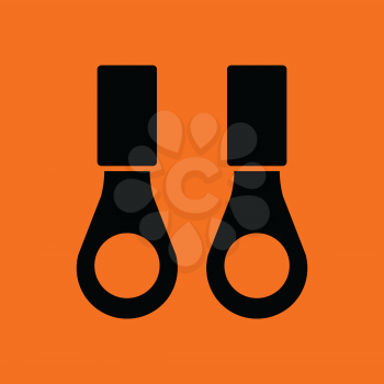 Connection terminal ring icon. Orange background with black. Vector illustration.