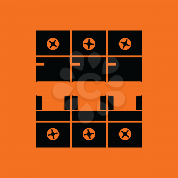 Circuit breaker icon. Orange background with black. Vector illustration.