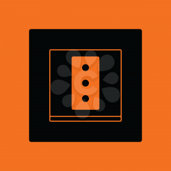 Italy electrical socket icon. Orange background with black. Vector illustration.