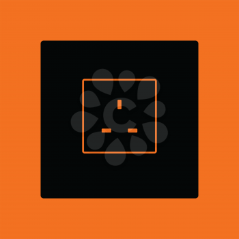 Great britain electrical socket icon. Orange background with black. Vector illustration.