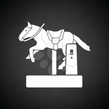 Horse machine icon. Black background with white. Vector illustration.