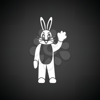 Hare puppet doll icon. Black background with white. Vector illustration.