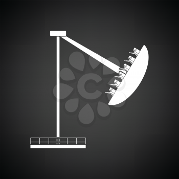 Boat the carousel icon. Black background with white. Vector illustration.