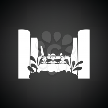 Water boat ride icon. Black background with white. Vector illustration.