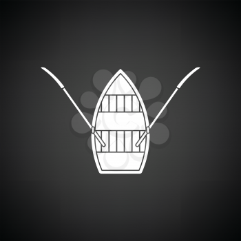 Paddle boat icon. Black background with white. Vector illustration.