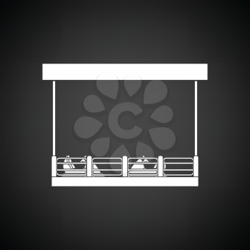 Bumper cars icon. Black background with white. Vector illustration.