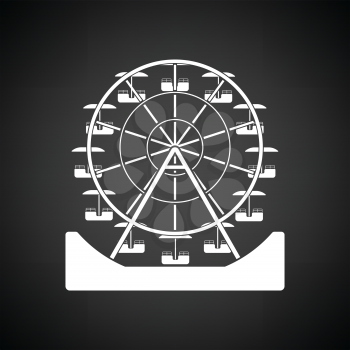 Ferris wheel icon. Black background with white. Vector illustration.