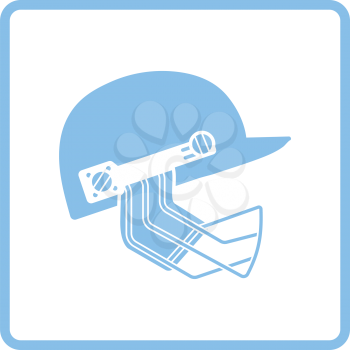 Cricket helmet icon. Blue frame design. Vector illustration.
