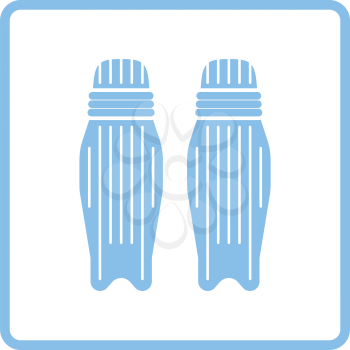 Cricket leg protection icon. Blue frame design. Vector illustration.