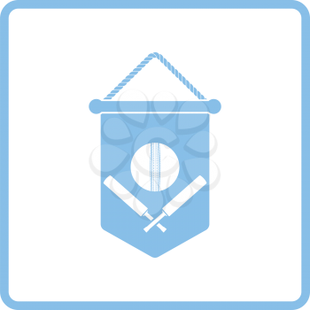 Cricket shield emblem icon. Blue frame design. Vector illustration.