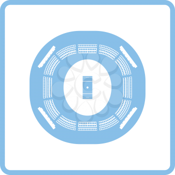 Cricket stadium icon. Blue frame design. Vector illustration.