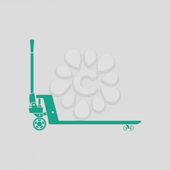 Hydraulic trolley jack icon. Gray background with green. Vector illustration.