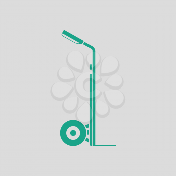 Warehouse trolley icon. Gray background with green. Vector illustration.