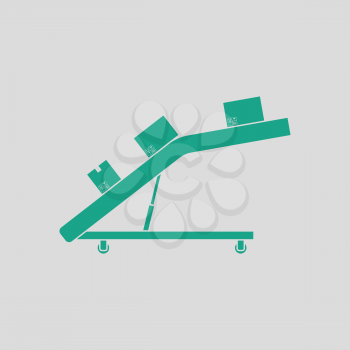 Warehouse transportation system icon. Gray background with green. Vector illustration.