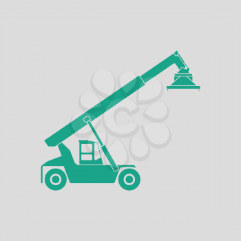 Port loader icon. Gray background with green. Vector illustration.