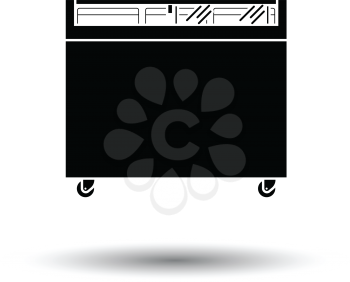 Supermarket mobile freezer icon. Black background with white. Vector illustration.