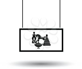 Toys market department icon. Black background with white. Vector illustration.