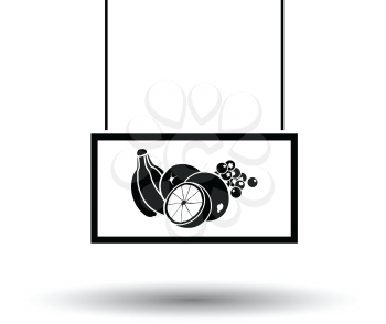 Fruits market department icon. Black background with white. Vector illustration.