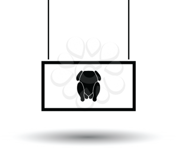 Poultry market department icon. Black background with white. Vector illustration.