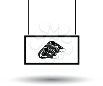 Meat market department icon. Black background with white. Vector illustration.