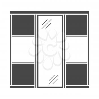 Wardrobe closet icon on gray background, round shadow. Vector illustration.