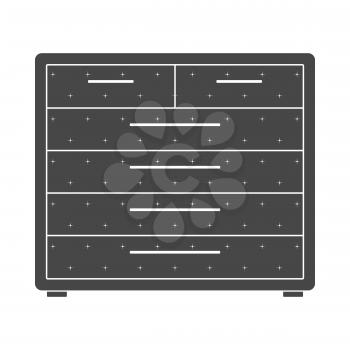 Chest of drawers icon on gray background, round shadow. Vector illustration.