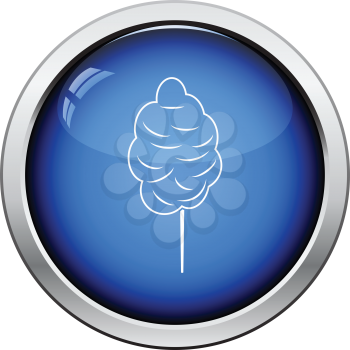 Cotton candy icon. Glossy button design. Vector illustration.