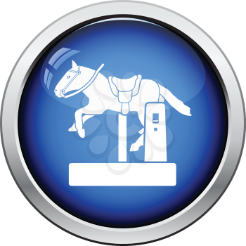 Horse machine icon. Glossy button design. Vector illustration.