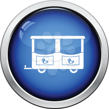 Wagon of children train icon. Glossy button design. Vector illustration.
