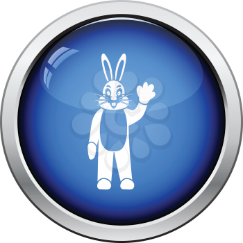 Hare puppet doll icon. Glossy button design. Vector illustration.