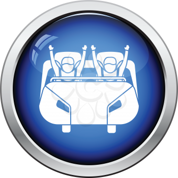 Roller coaster cart icon. Glossy button design. Vector illustration.
