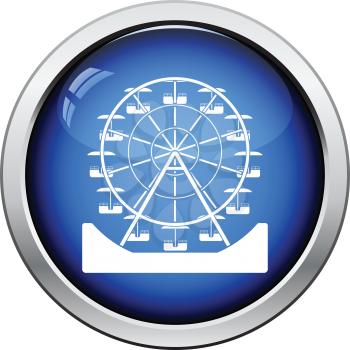 Ferris wheel icon. Glossy button design. Vector illustration.