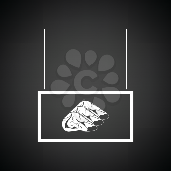 Meat market department icon. Black background with white. Vector illustration.