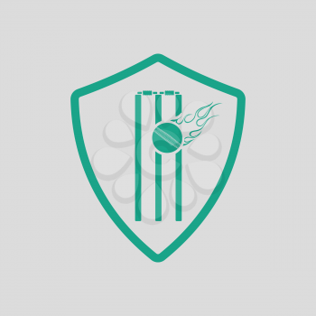 Cricket shield emblem icon. Gray background with green. Vector illustration.