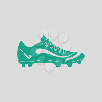 Crickets boot icon. Gray background with green. Vector illustration.