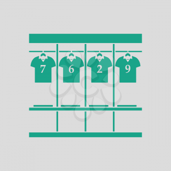 Locker room icon. Gray background with green. Vector illustration.