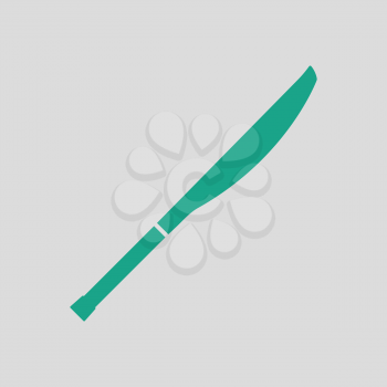 Cricket bat icon. Gray background with green. Vector illustration.