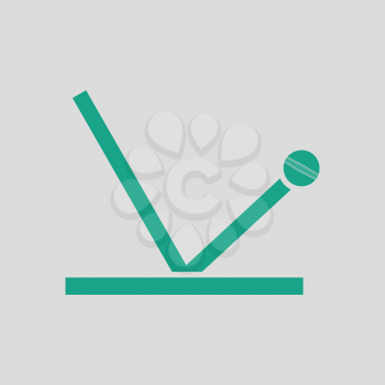 Cricket ball trajectory icon. Gray background with green. Vector illustration.