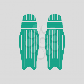 Cricket leg protection icon. Gray background with green. Vector illustration.