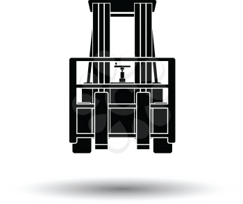 Warehouse forklift icon. White background with shadow design. Vector illustration.
