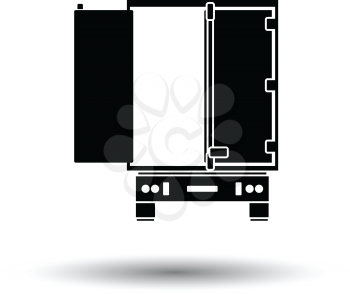 Truck trailer rear view icon. White background with shadow design. Vector illustration.