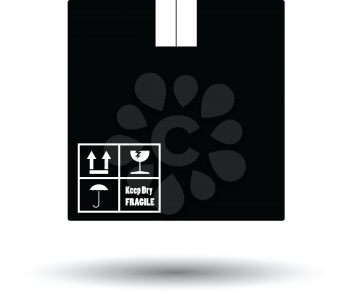 Cardboard package box icon. White background with shadow design. Vector illustration.