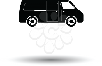 Commercial van icon. White background with shadow design. Vector illustration.