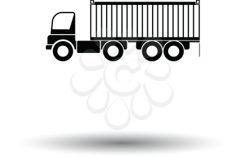 Container truck icon. White background with shadow design. Vector illustration.