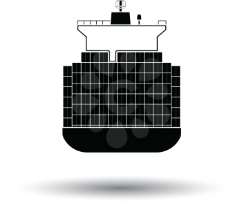 Container ship icon. White background with shadow design. Vector illustration.