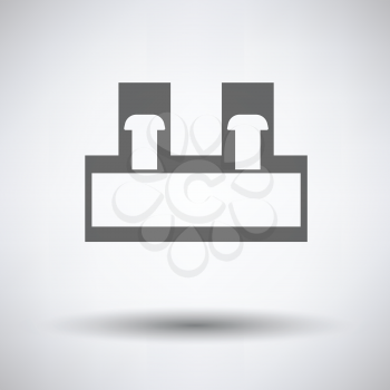 Electrical connection terminal icon on gray background, round shadow. Vector illustration.