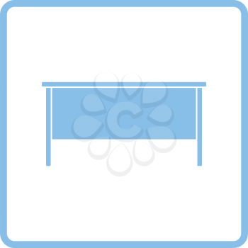 Office table icon. Blue frame design. Vector illustration.