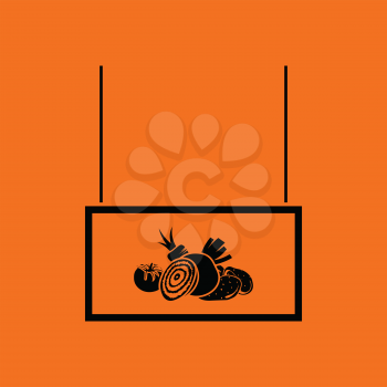 Vegetables market department icon. Orange background with black. Vector illustration.